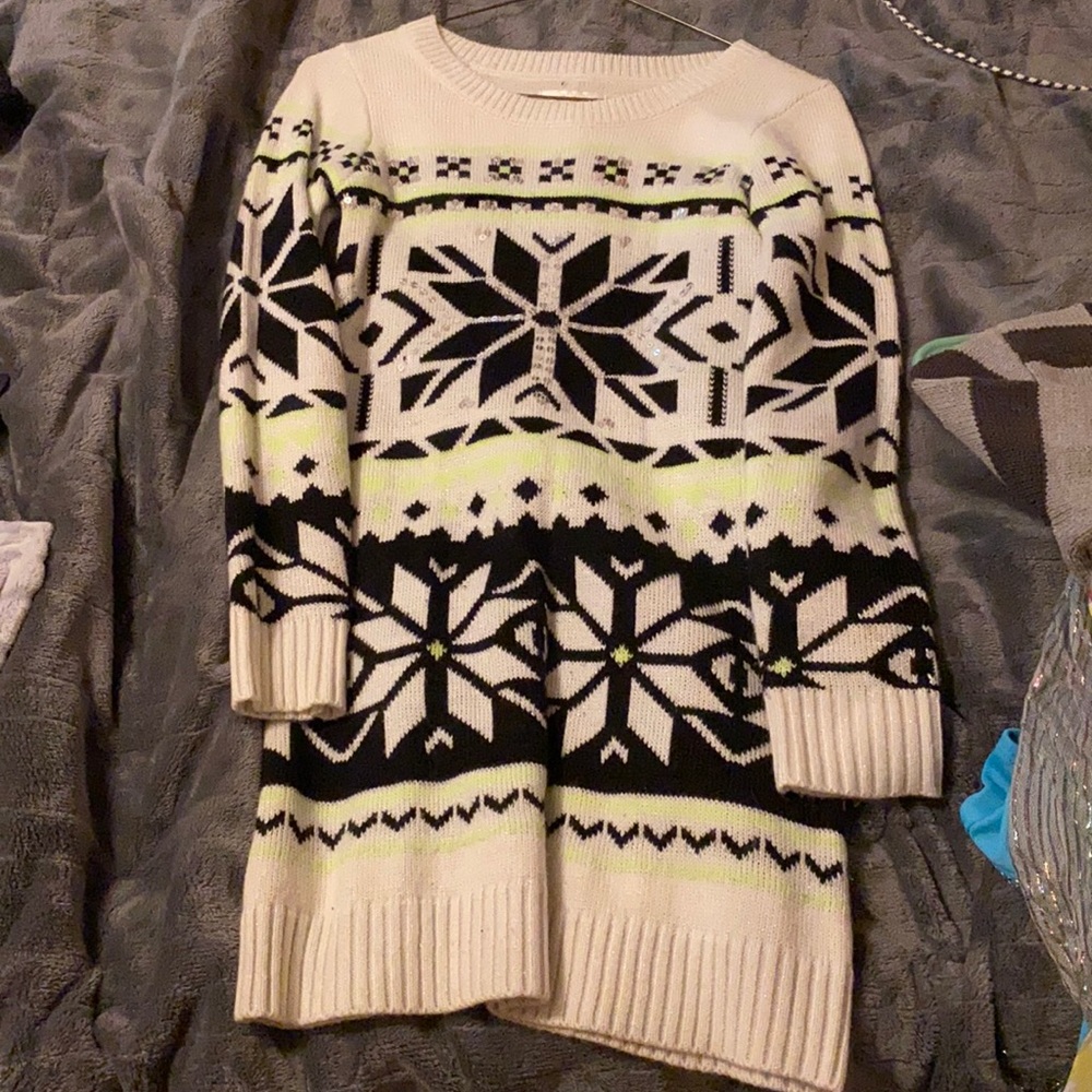 kids sweater dress,white black lime green sparkles